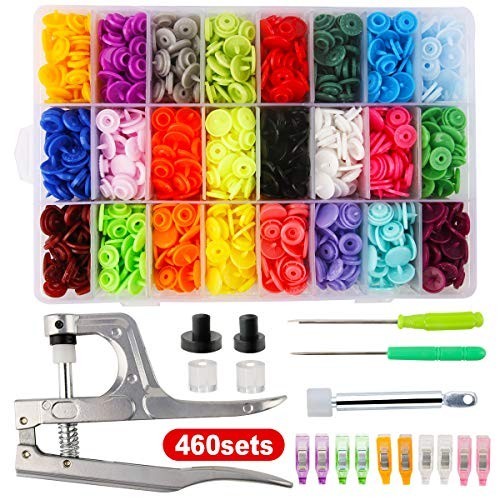 460 Sets 24 Color Snap Plastic Fasteners with Pliers Tool – No Sew Buttons for C