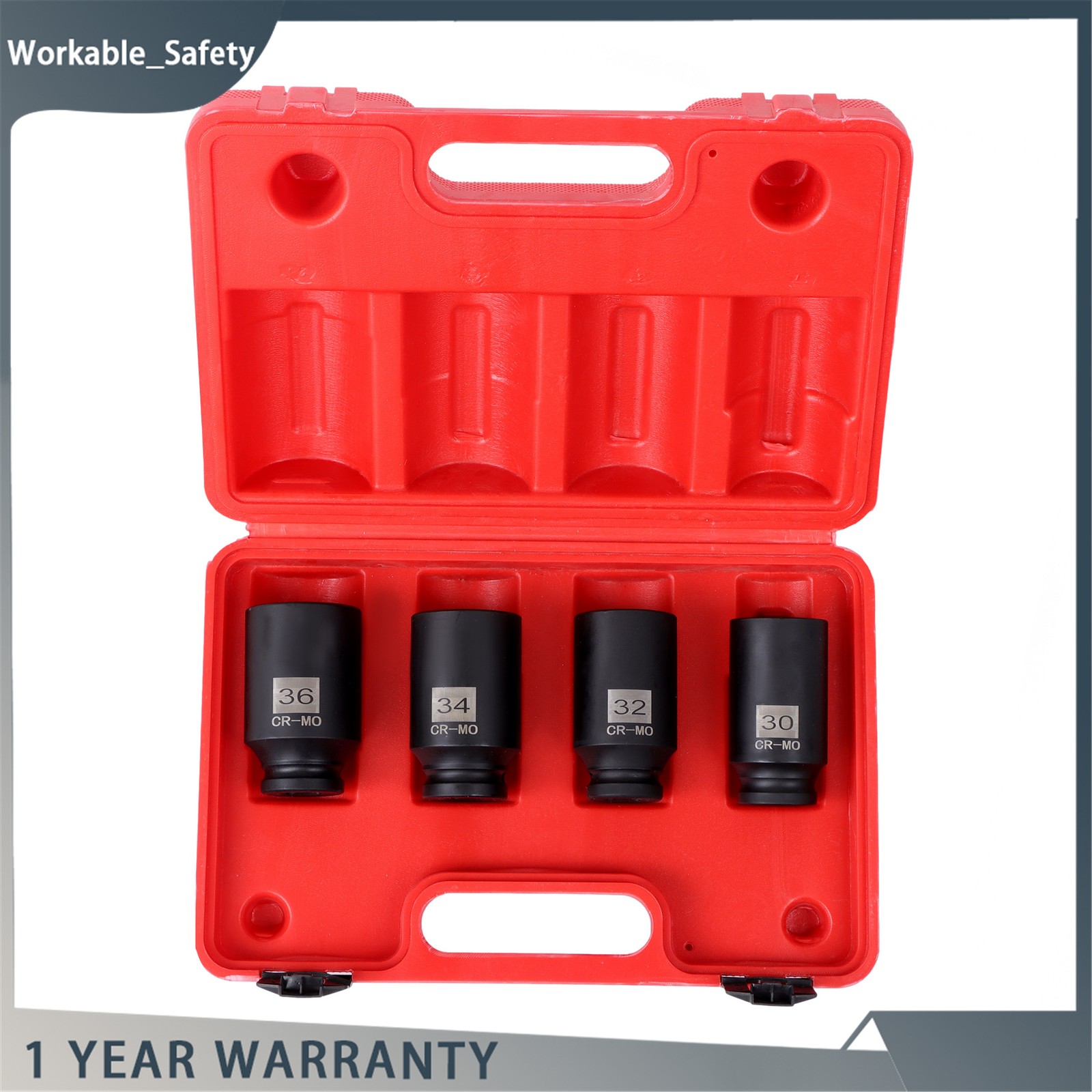 4pcs 1/2 Drive Deep Spindle Axle Nut Socket Set 30mm 32mm 34mm 36mm 12Point NEW