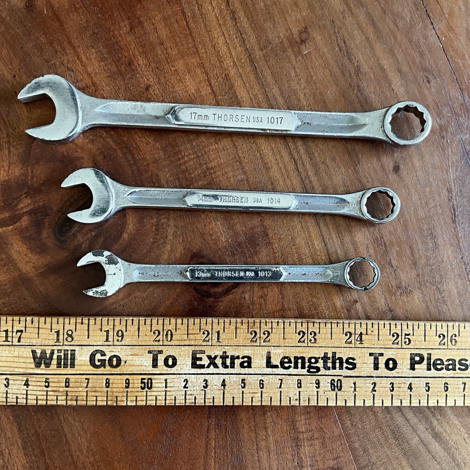 Vintage Thorsen Combination Wrench Set 13mm 14mm 17mm Made in the USA 12 Point