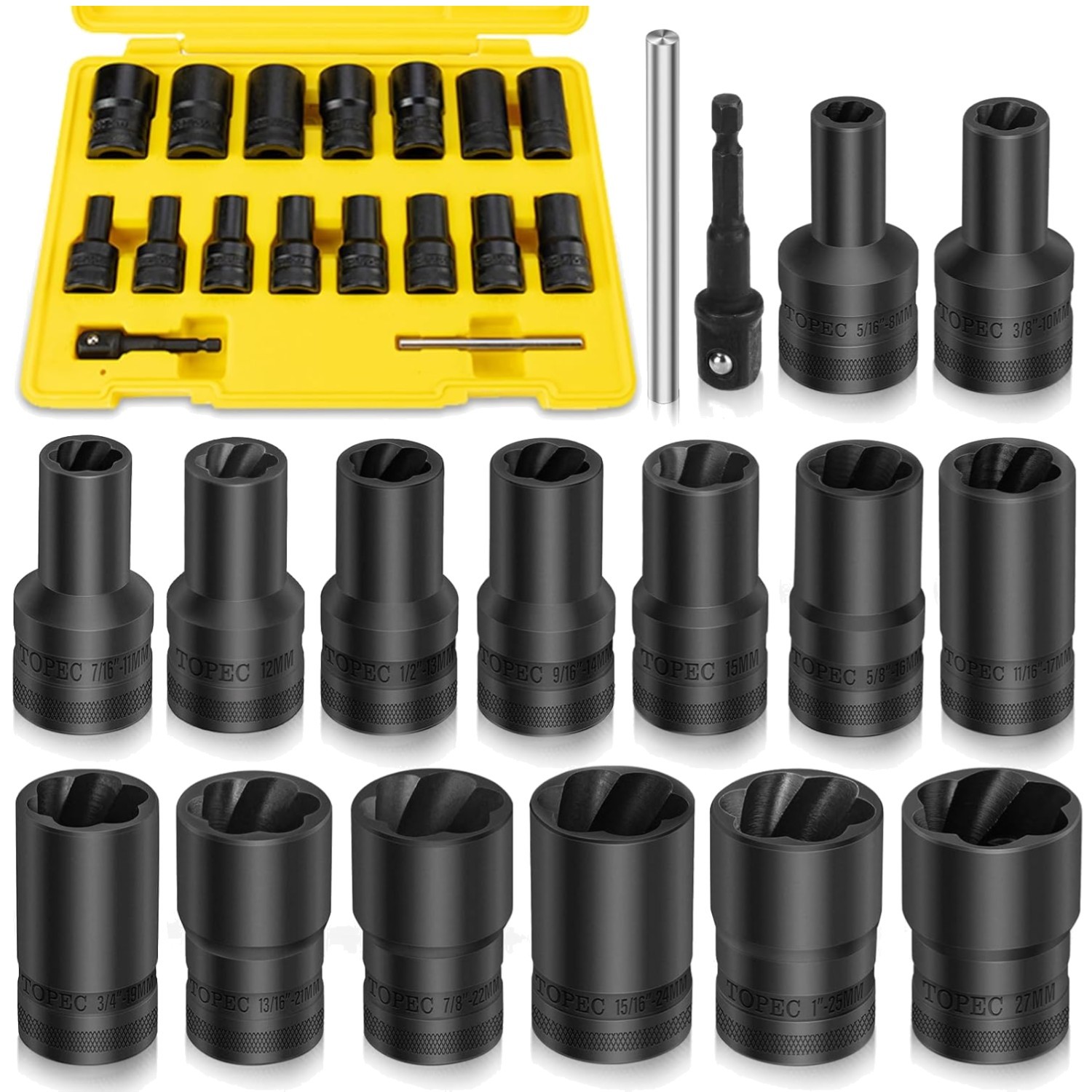 17Pcs Lug Nut Extractor Set, 1/2″ Drive Tool Kit