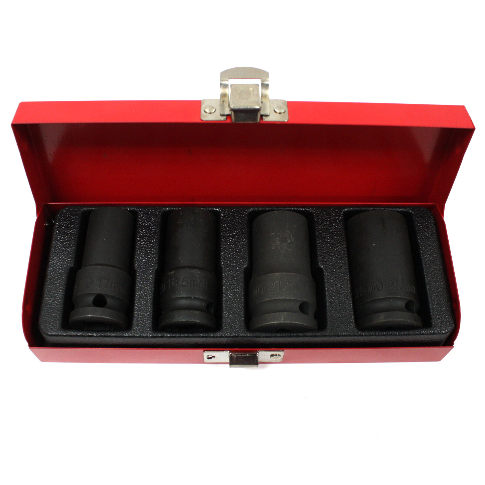 4pc Emergency Locking Wheel Nut Remover Lug 1/2″ Dr. Socket 17 18.5mm 21.5 26mm