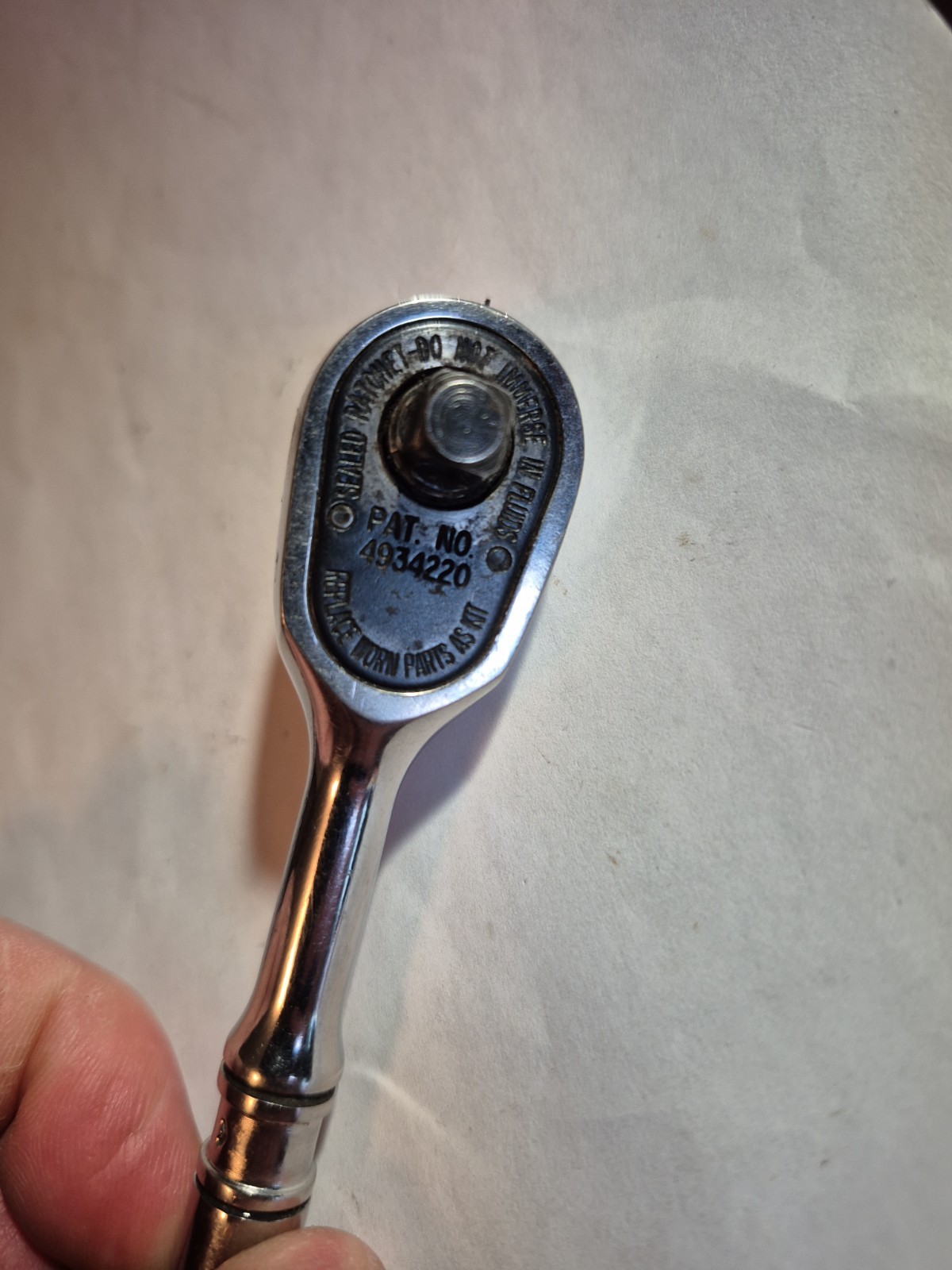 SNAP ON T936 1/4» DRIVE RATCHET 4 1/2» LONG STUBBY USA MADE USED CONDITION