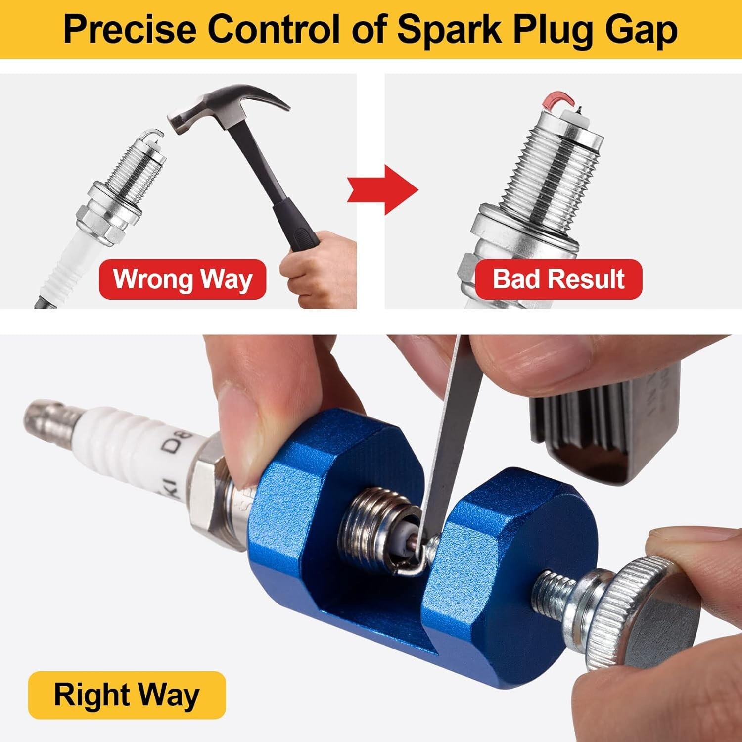 Spark Plug Gap Tool, 2Pcs Spark Plug Gapping Tool, High Precise Spark Gap Adjust