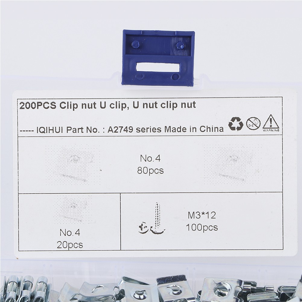200pcs Set Manganese Steel UClips With Self Tapping Screws Kit Assortment Fixing