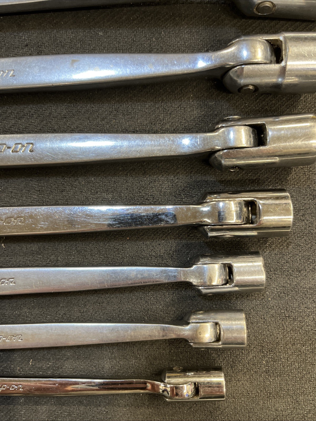 Snap On 7 Piece SAE Flex Head Open End Wrench Set 3/8-3/4 FHO607B With 5/16”