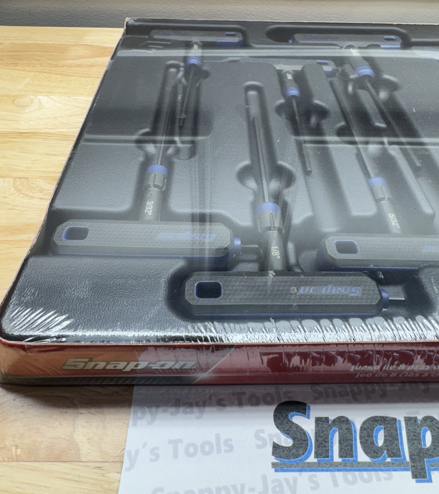 Snap-on Tools NEW PWR BLUE 8pc SAE Combination T-Handle Hex Wrench Set AWSG800B