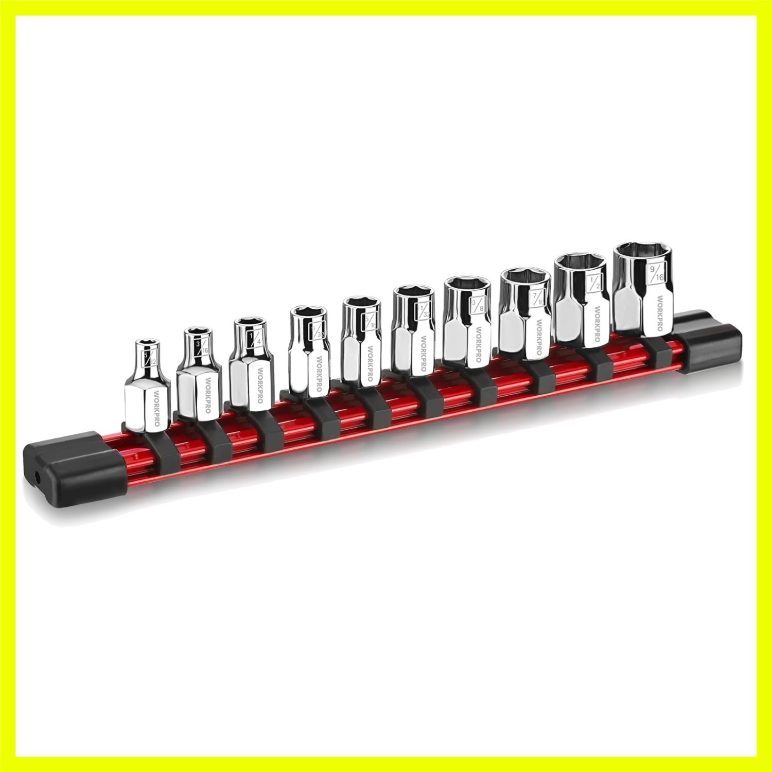 1/4″ Drive Socket Set, 10-Piece SAE CR-V Socket Set with Organizer | Standard…