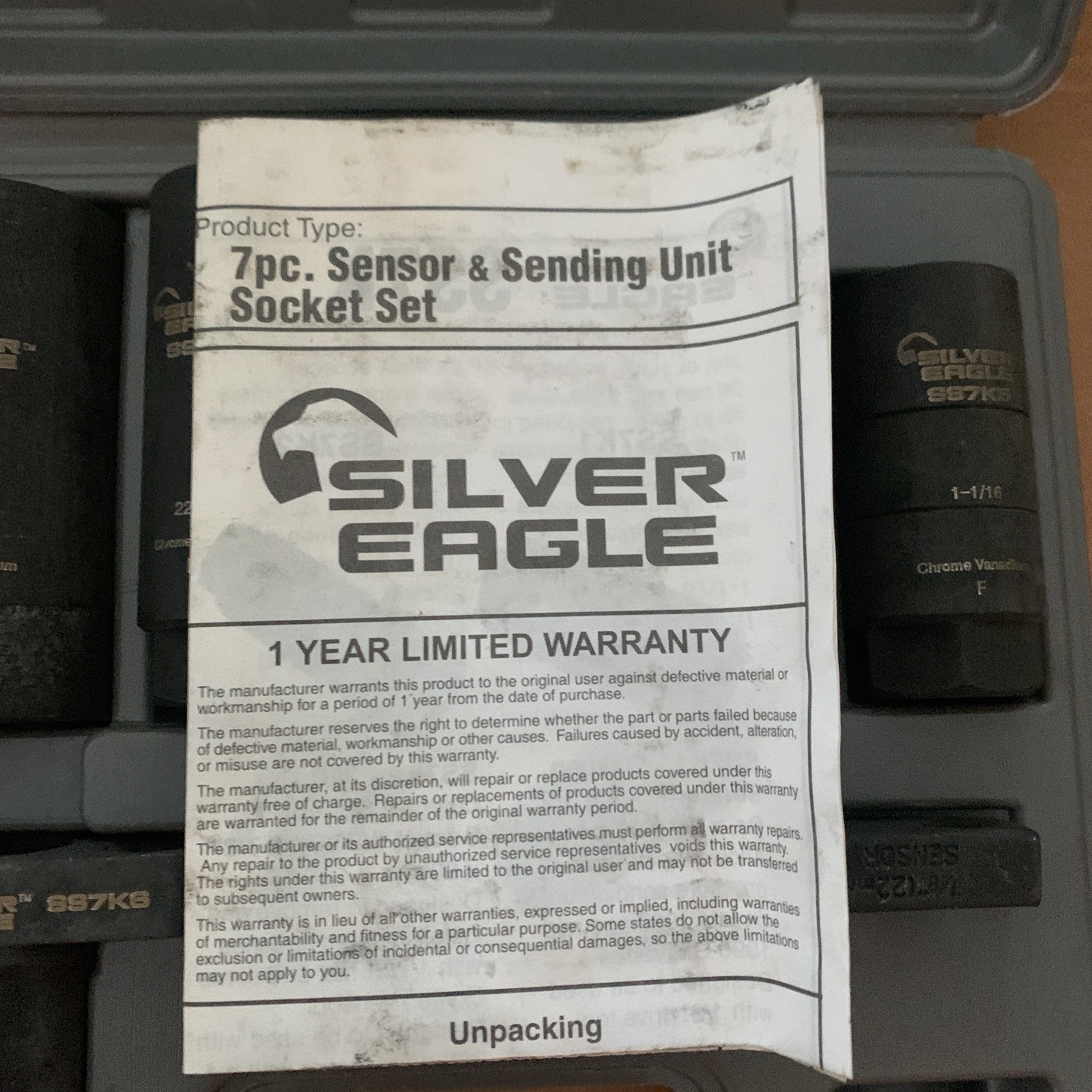 Matco SS7K Silver Eagle 7 Piece Sensor Socket Set, Complete Set In Original Case