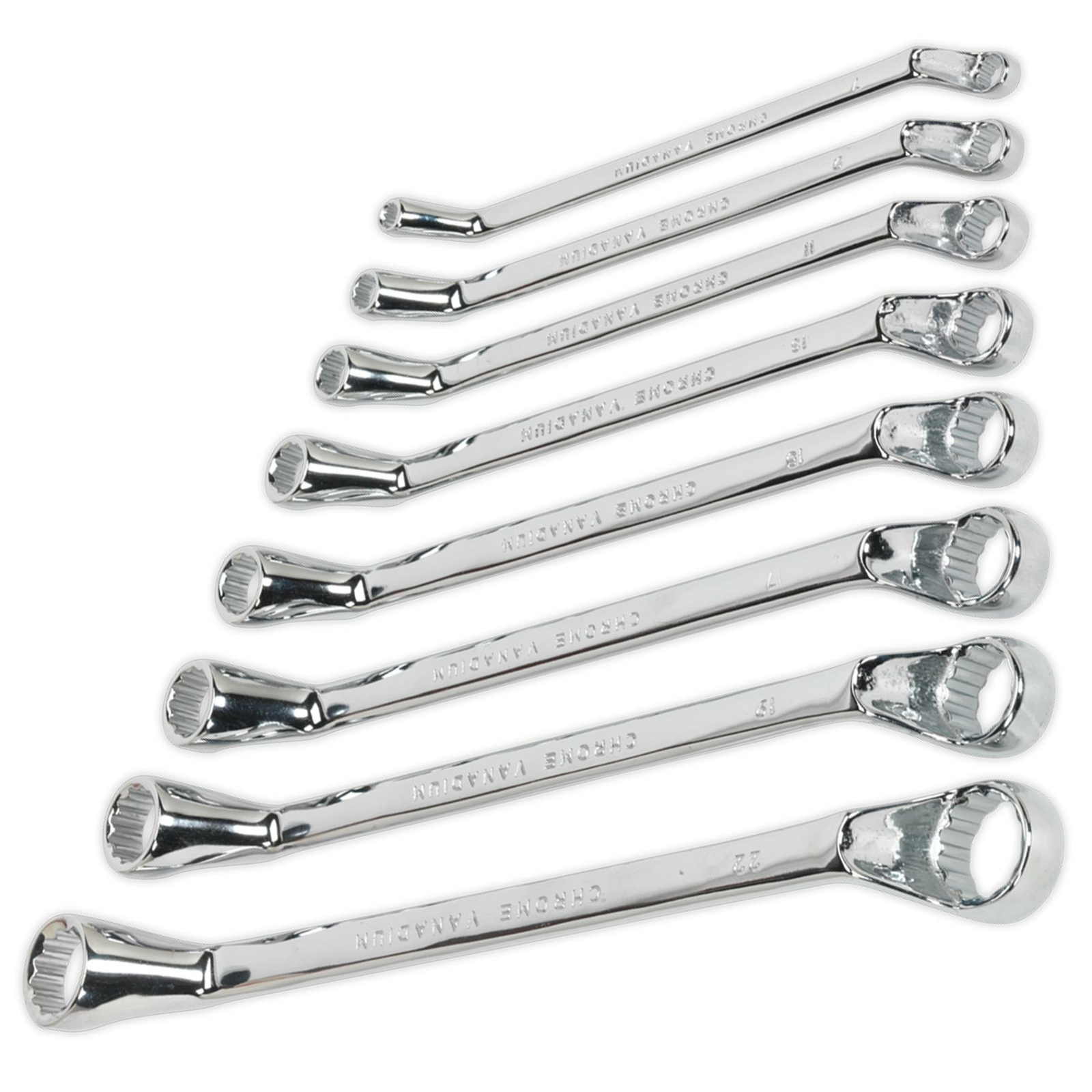 8pc Deep Offset Ring Spanner Set Metric 6x7mm – 20x22mm CRV Steel Fully Polished