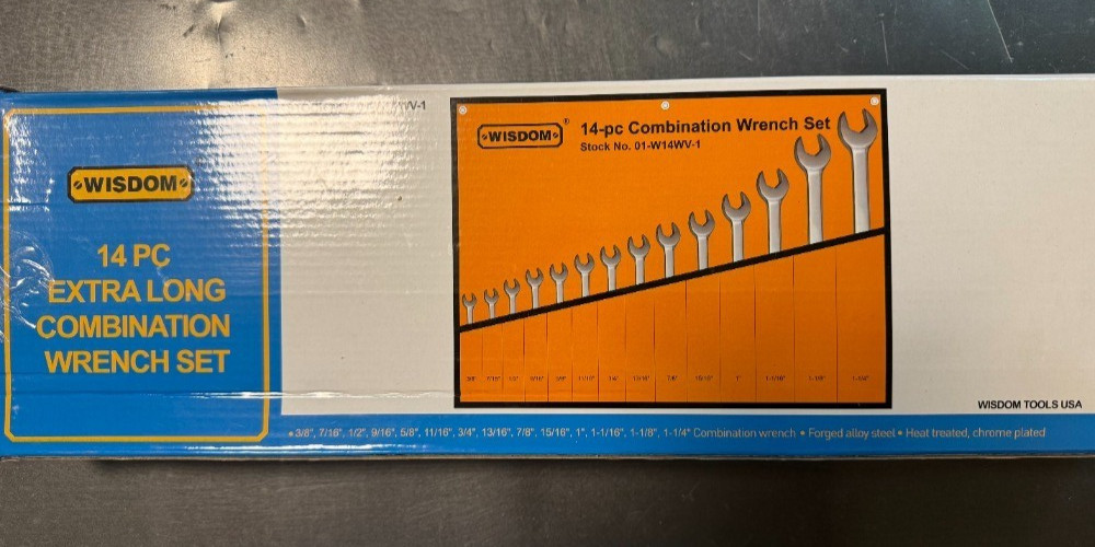 Wisdom 01-W14WV-1 – 14pc SAE Long Pattern Combination Wrench Set (3/8″-1-1/4″)