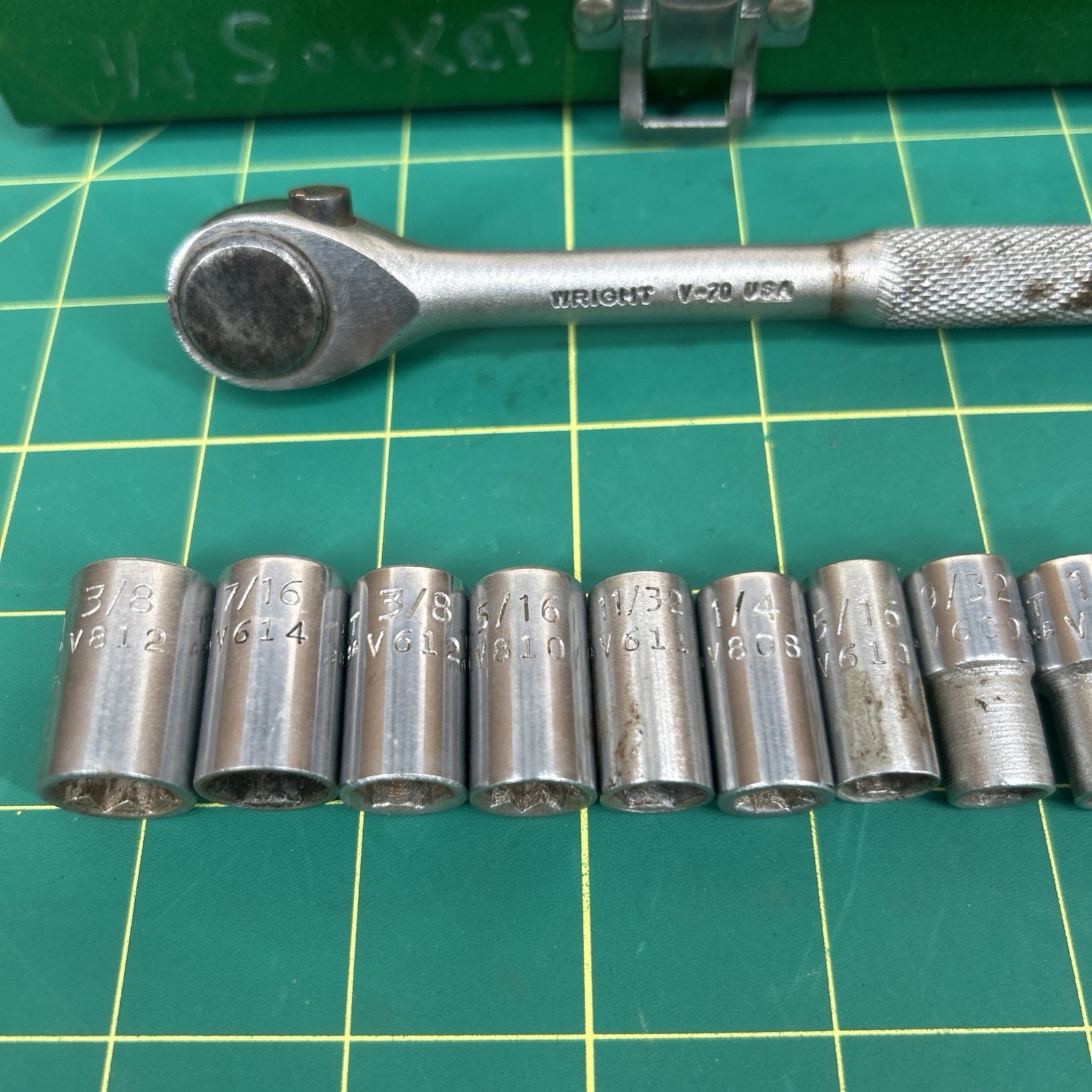 VTG Wright Tools 1/4” Drive SAE Socket & Ratchet Extension V-70 Set Case Box USA