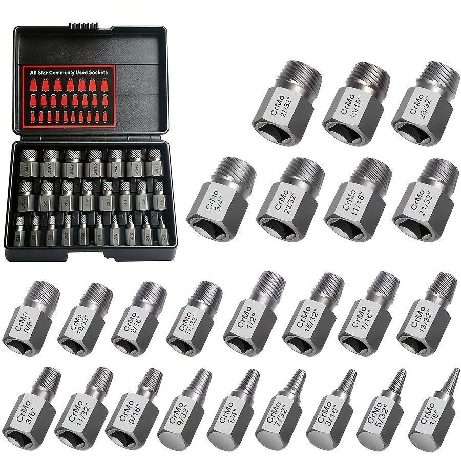 25 piece screw extractor tool set, hexagonal multi rack easy to remove bolt tool