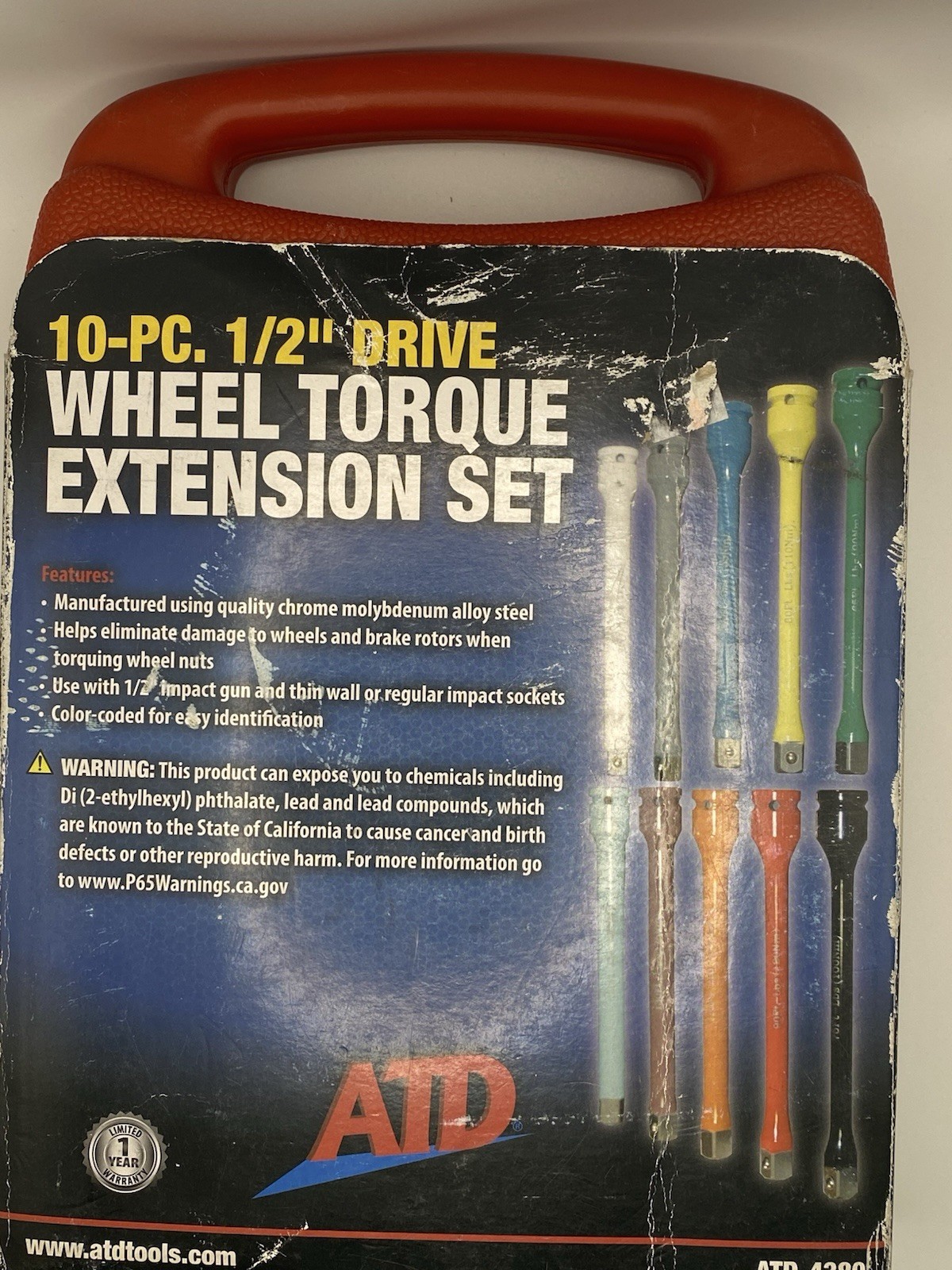 NEW ATD 4380 – 10 Pc. 1/2in. Dr. Wheel Torque Extension Set