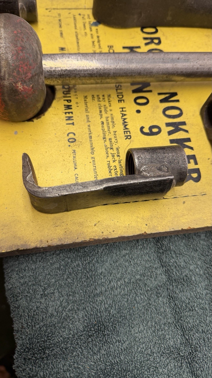 Vtg Morgan Manufacturing No.9 Nokker Kit Mounted on Board Slide Hammer Auto Body