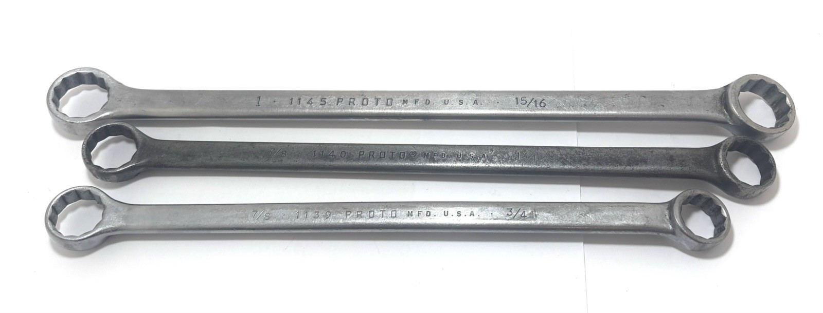 Proto 12 Point Box Wrench Set 3 Pc 15/16 x 1 in. 13/16 x 7/8” & 3/4 x 7/8” USA