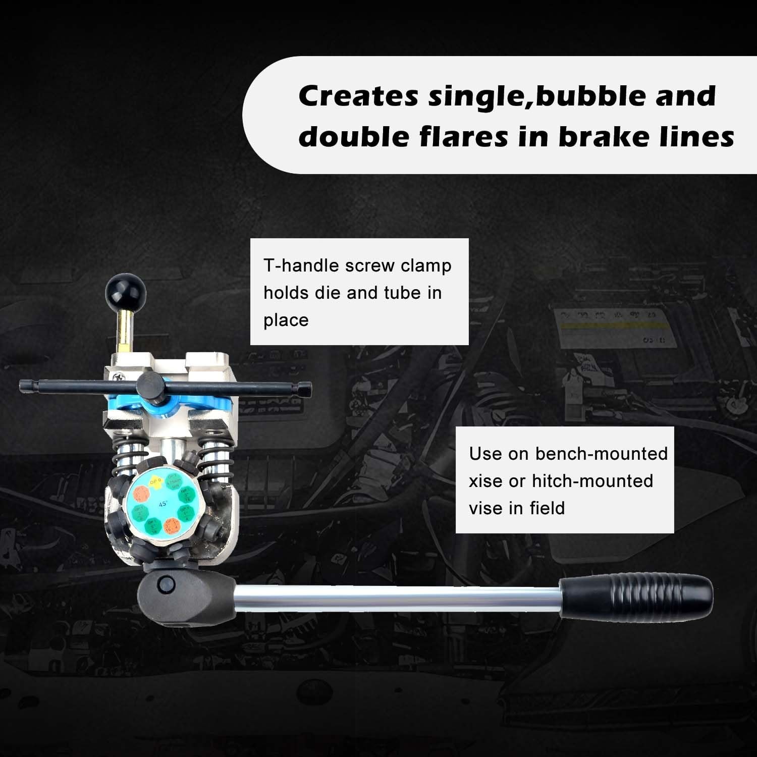 Brake Line Flaring Tool Kit – 45° & 37° Flares for 3/16″, 1/4″, 5/16″, 3/8″ Tube