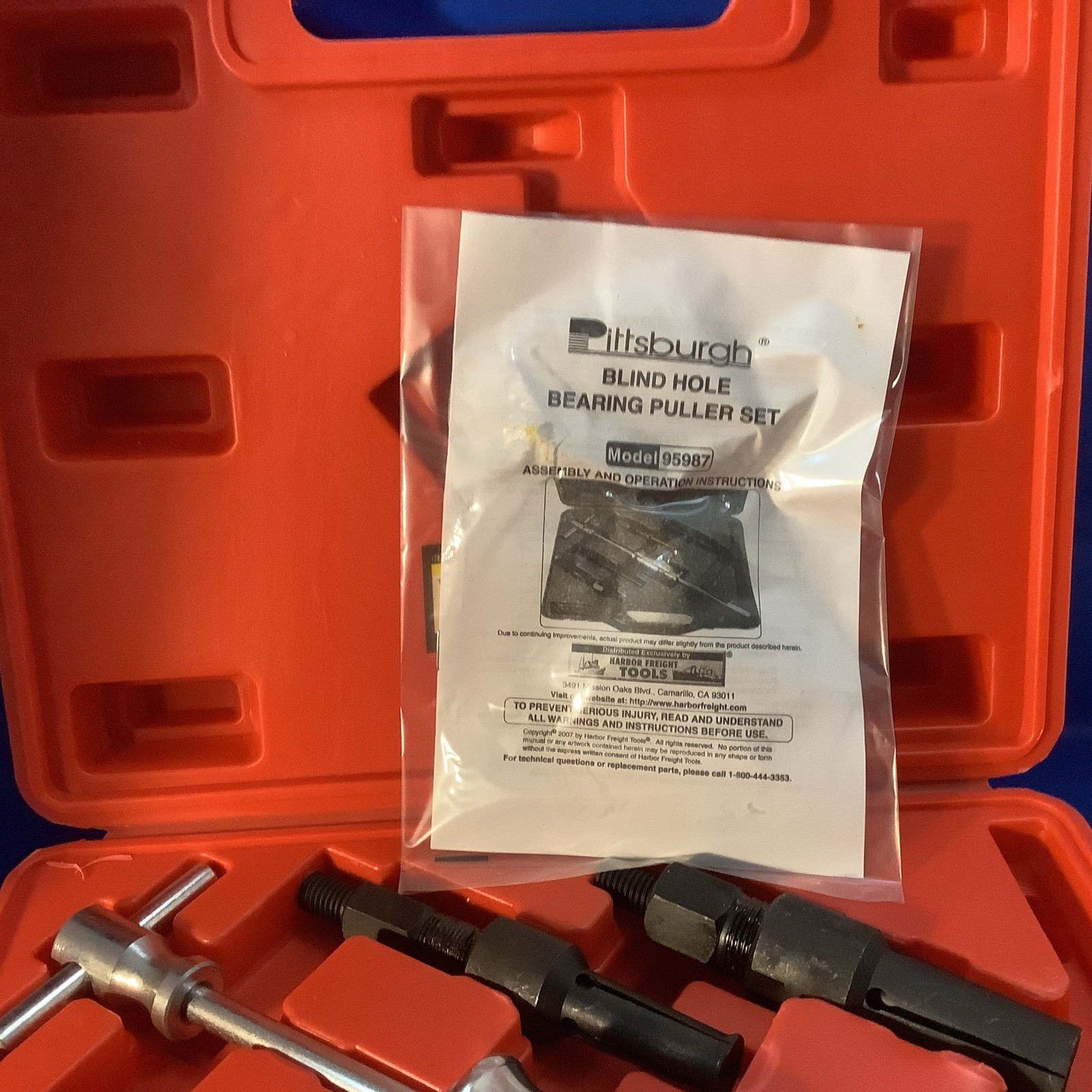 Pittsburg Blind Hole Bearing Puller Set #95987 VGUC