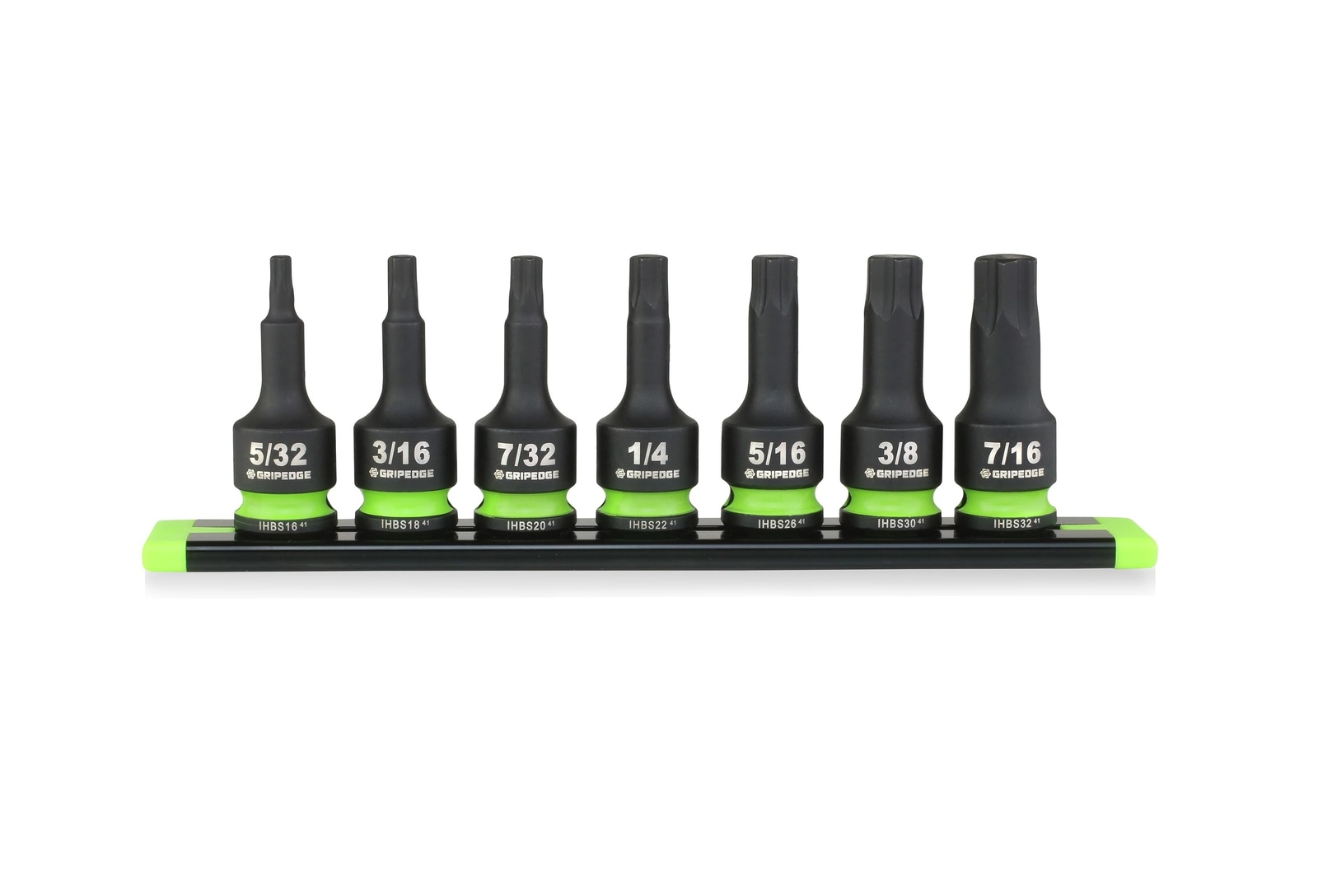 GRIPEDGE Tools | 7-PC – 3/8″ Dr Short SAE Impact R.P.T. Hex Driver Set | Size…