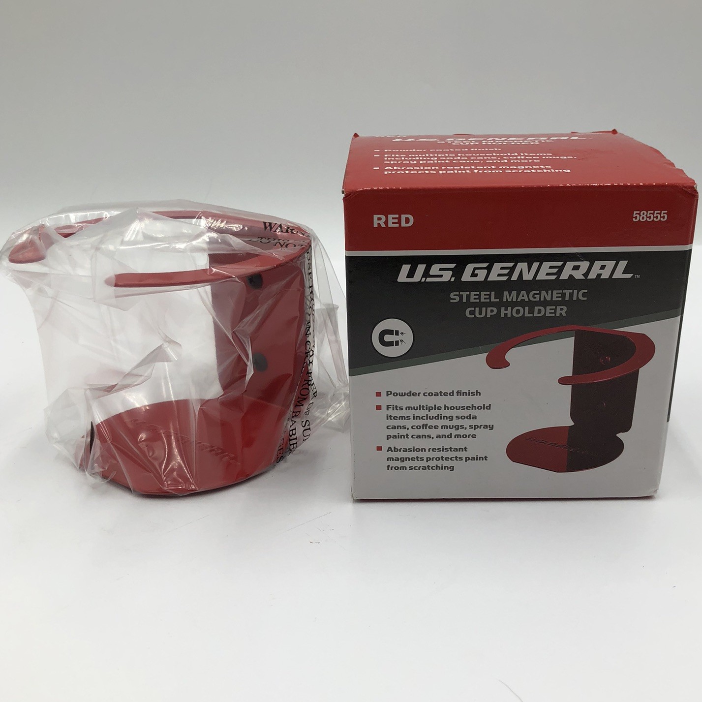 US General Steel Magnetic Cup Holder Magnetic Cup Holder Red 58555 Toolbox Acces
