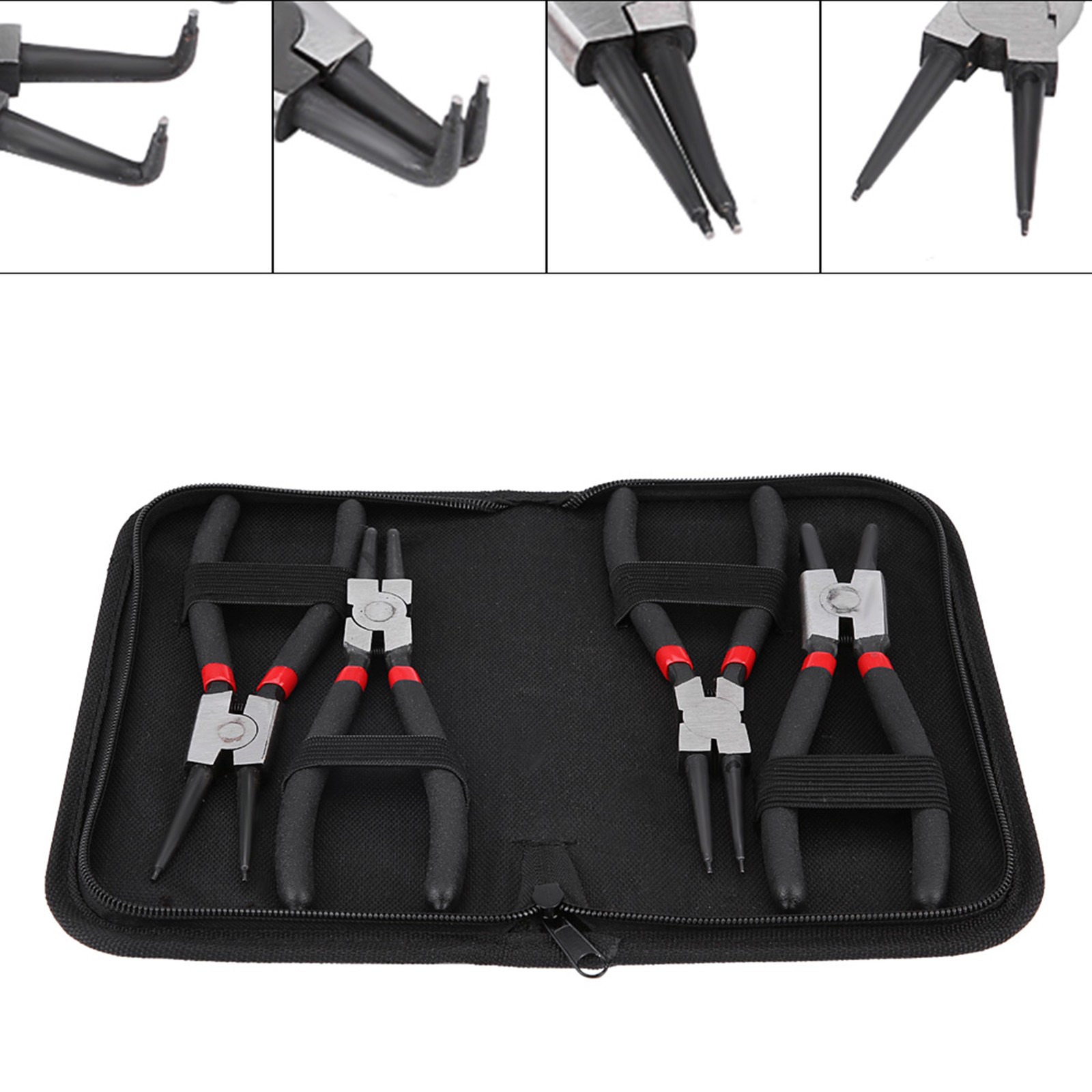 4Pcs 7inch Circlip Plier Set Heavy Duty Snap Ring Pliers Tool For Vehicle Machin