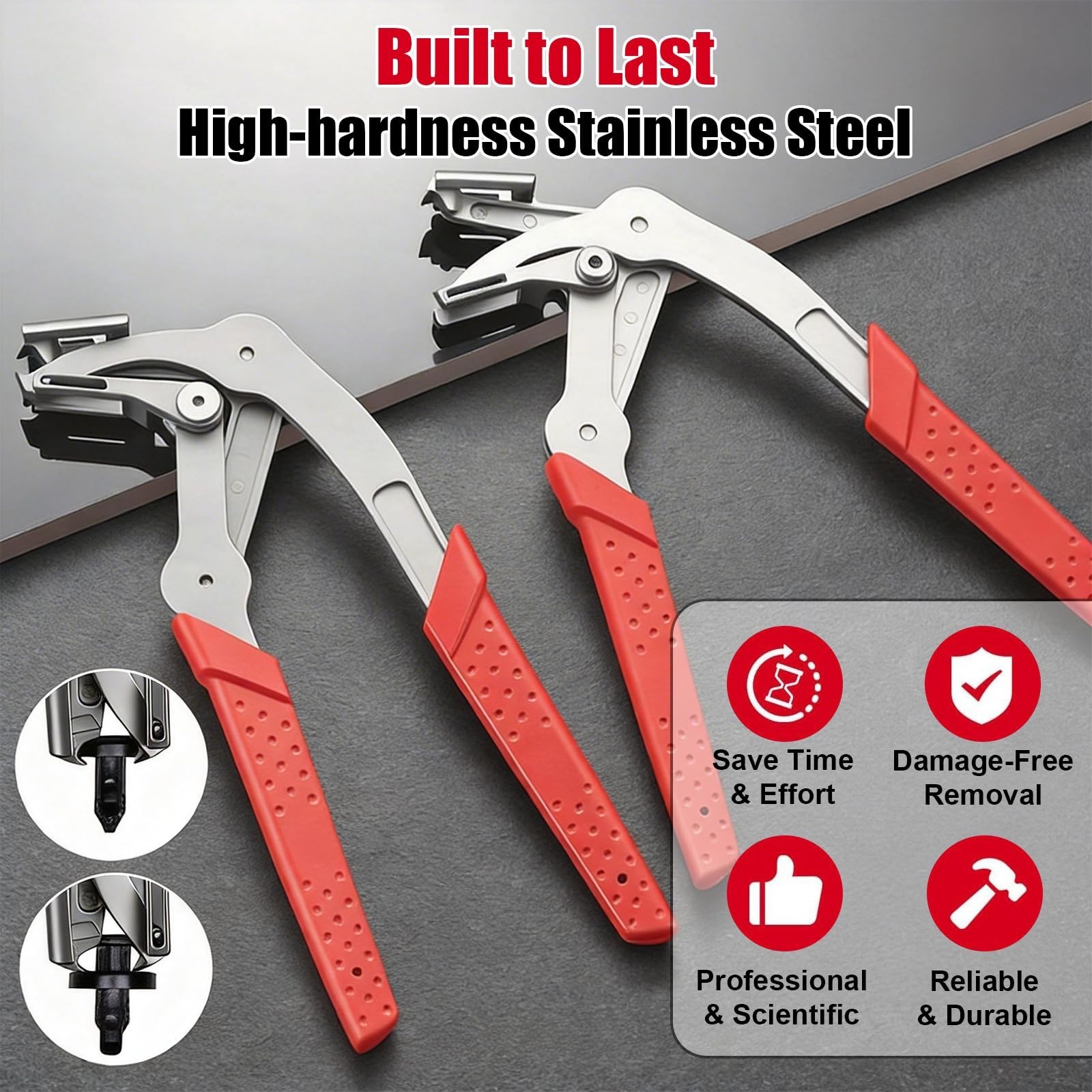 Car Trim Removal Tool Set, Spring-Loaded Fastener Remover, Non-Slip Grip Pliers