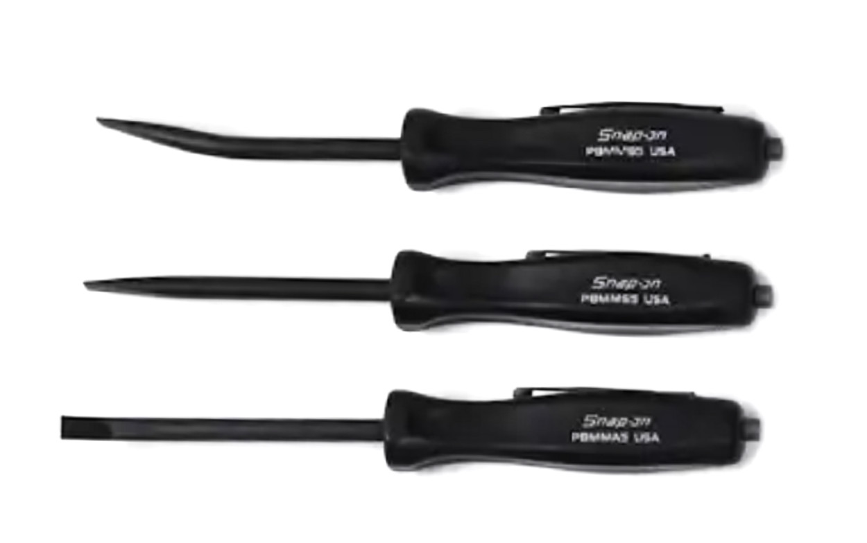 *NEW* Snap-On POCKET PRY BAR SET PBMM ~ 3 PCS *BLACK HANDLES* 5″ MAGNET ENDS