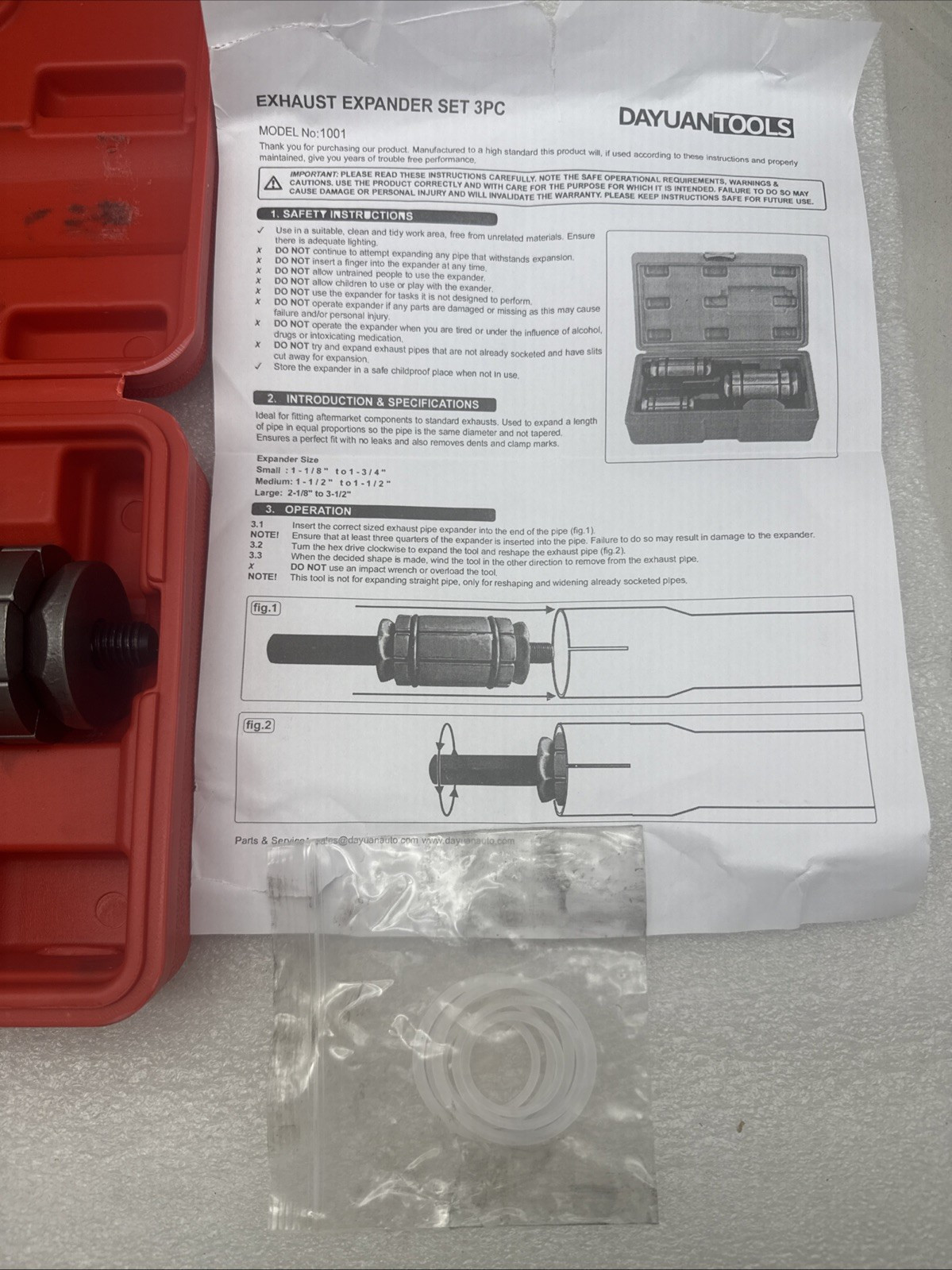 DAYUAN Upgraded 3Pcs Exhaust Pipe Expander Tool Set 1-1/8» to 3-1/2» *READ..