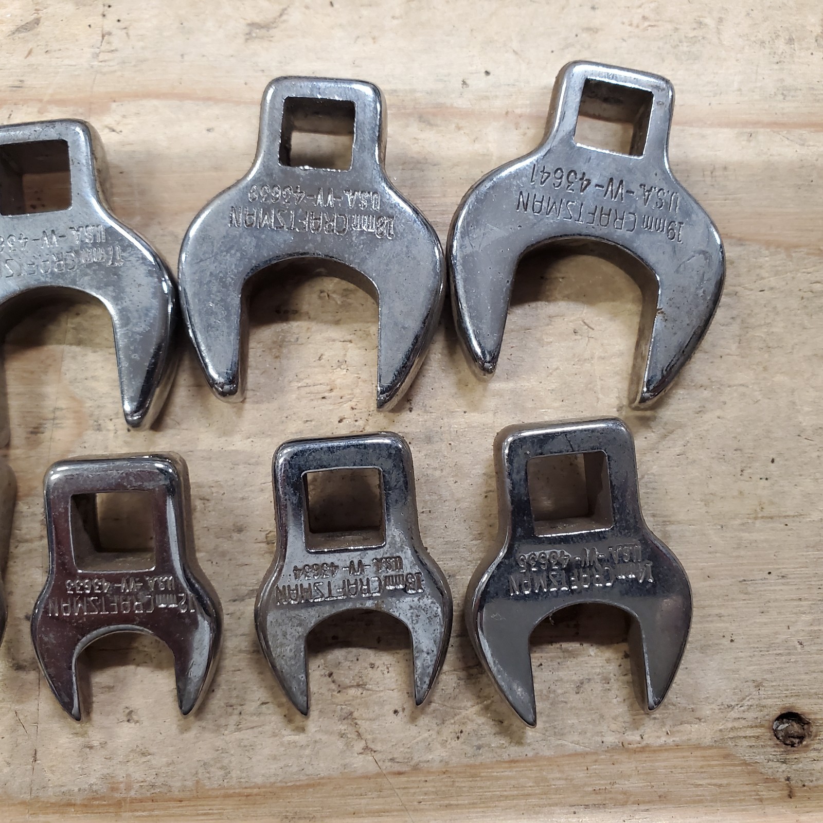 Craftsman VV Series Metric #9-4363 10-Pc Crow Foot Wrench Set. 10-19mm USA