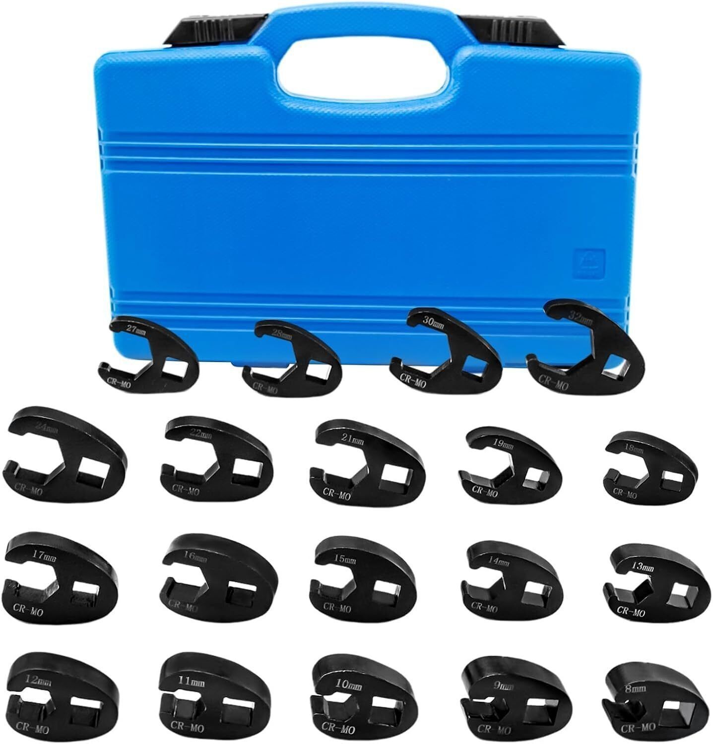 19PCS Crows foot Wrench Set 1/2″ and 3/8” Drive Flare Nut Crowfoot Wrench Set