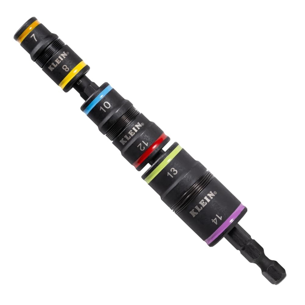 6-in-1 Metric Impact Socket Set, 3 Flip Sockets, 7-14mm Nut Drivers, Impact Rate