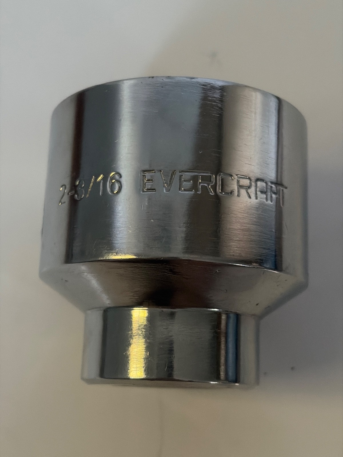 Evercraft brand socket with a polished chrome finish.The size stamped