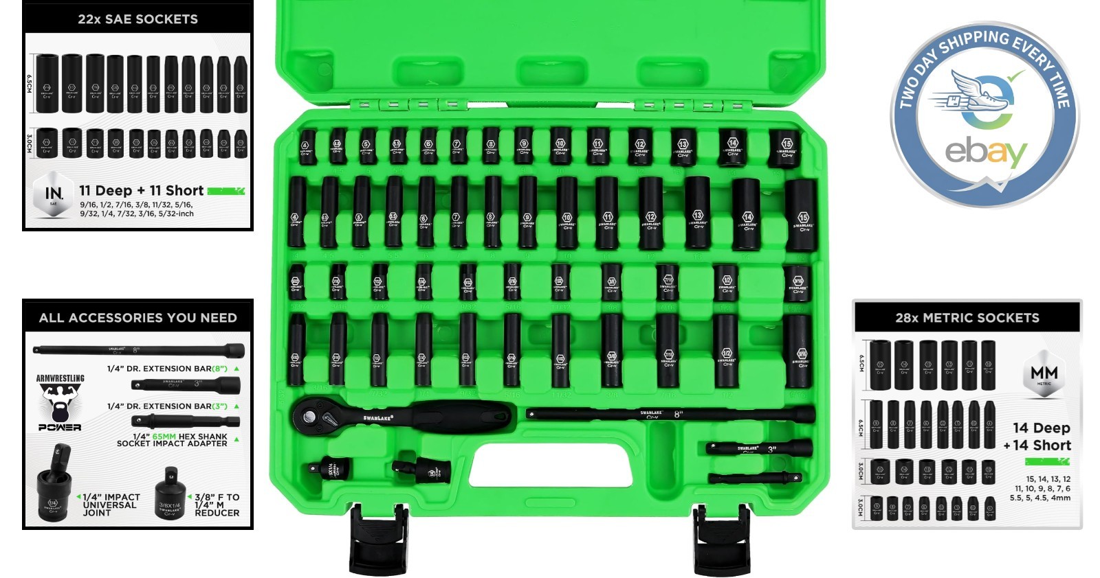 Professional 56-Piece Impact Socket Set with 1/4″ Drive – Precision Engineering