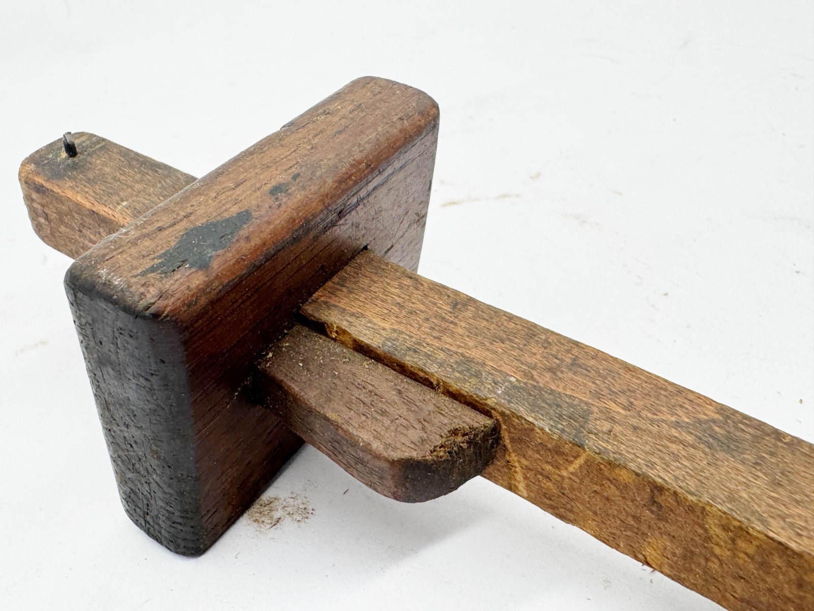 VINTAGE WOODEN MORTISE MARKING GAUGE HAND TOOL JOINERY SQUARE PIN STYLE