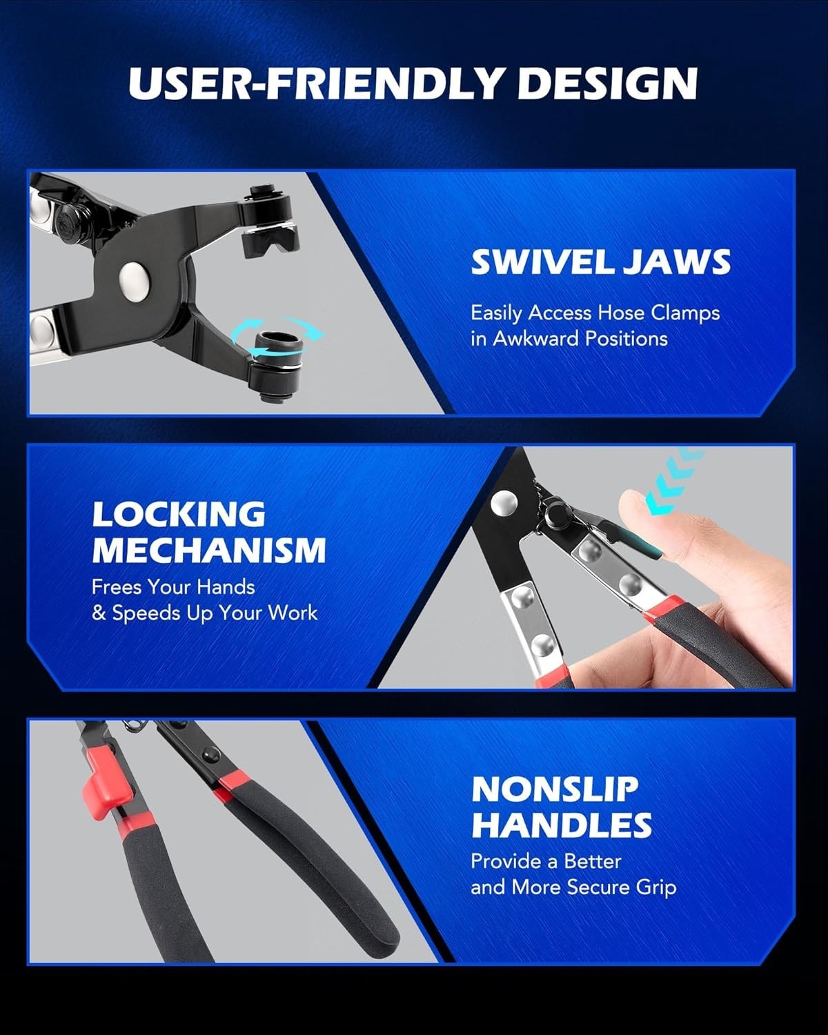 Complete Hose Clamp Pliers Set for Fuel, Oil, and Water Hose Applications