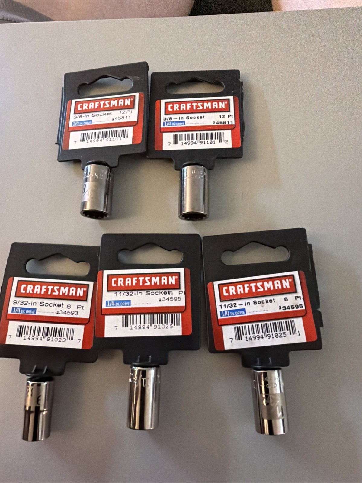 5 Craftsman 1/4″ Drive Easy-To-Read 2X 3/8”-45822 1X 9/32”-34953 2X 11/32”-34595