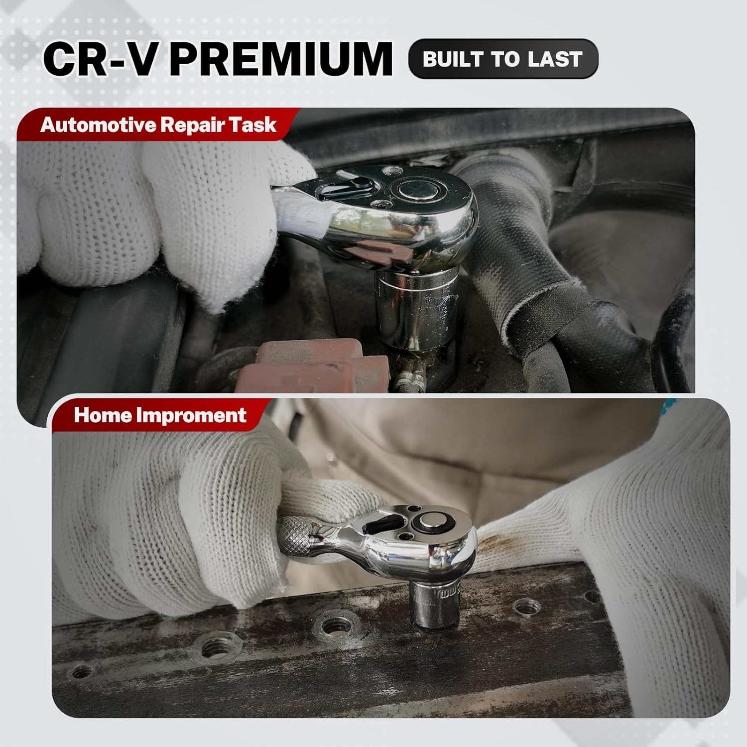 Stubby Ratchet Set 1/4 3/8 1/2 Drive Ratchet Handle Wrench 72-Tooth Quick