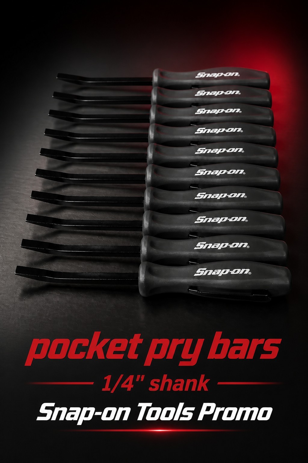 10X Dark Titanium Promo SE For Snap on tools 1/4″ Shank Angled PRY BARS + GIFT!!