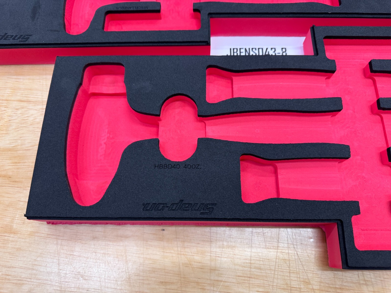 Snap-on Tools NEW RED 2pc FOAM ORGANIZERS for 6pc Dead Blow Steel Face Hammers
