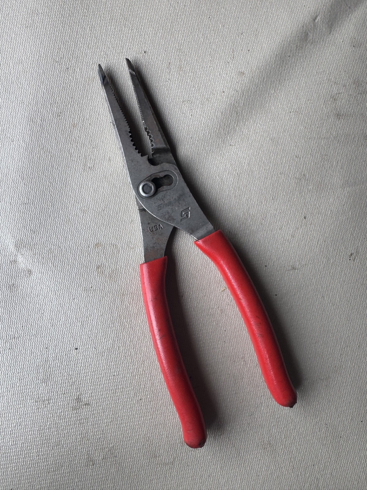 Snap On Tools 9″ Long Nose Pliers 3 Slip Joint Talon Grip 57% More Power RED