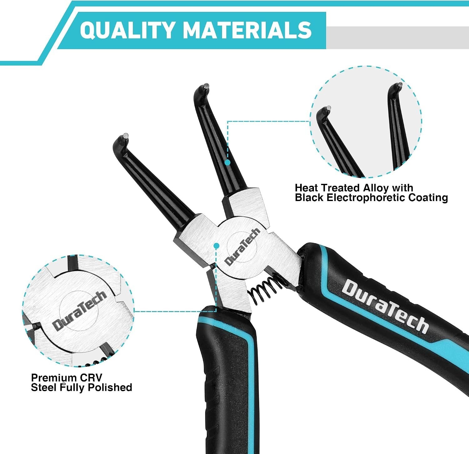 7-Inch Snap Ring Plier Set – Ergonomic, Spring-Loaded, Durable Storage Pouch