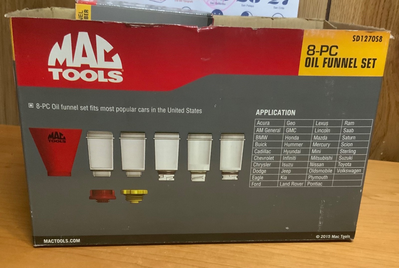MAC TOOLS SD1270S8 8 PIECE OIL FUNNEL SET USED