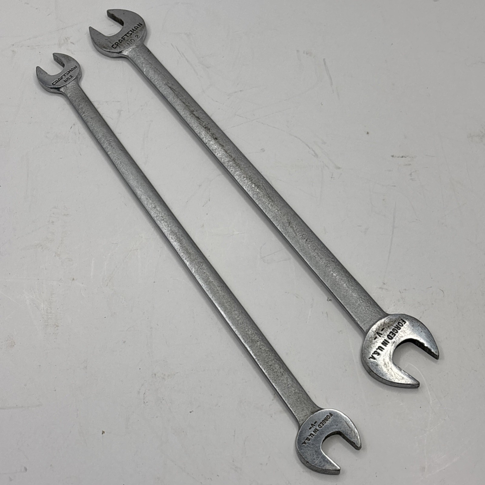 Lot of 2 Craftsman Tappet Open End Wrenches 1/2×9/16 & 3/8×7/16 USA No. 1 & 2