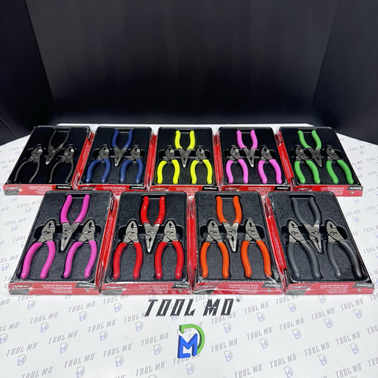 Snap-on Tools USA NEW 27PC Talon Grip Slip Joint Plier Color COLLECTION PL344BCF