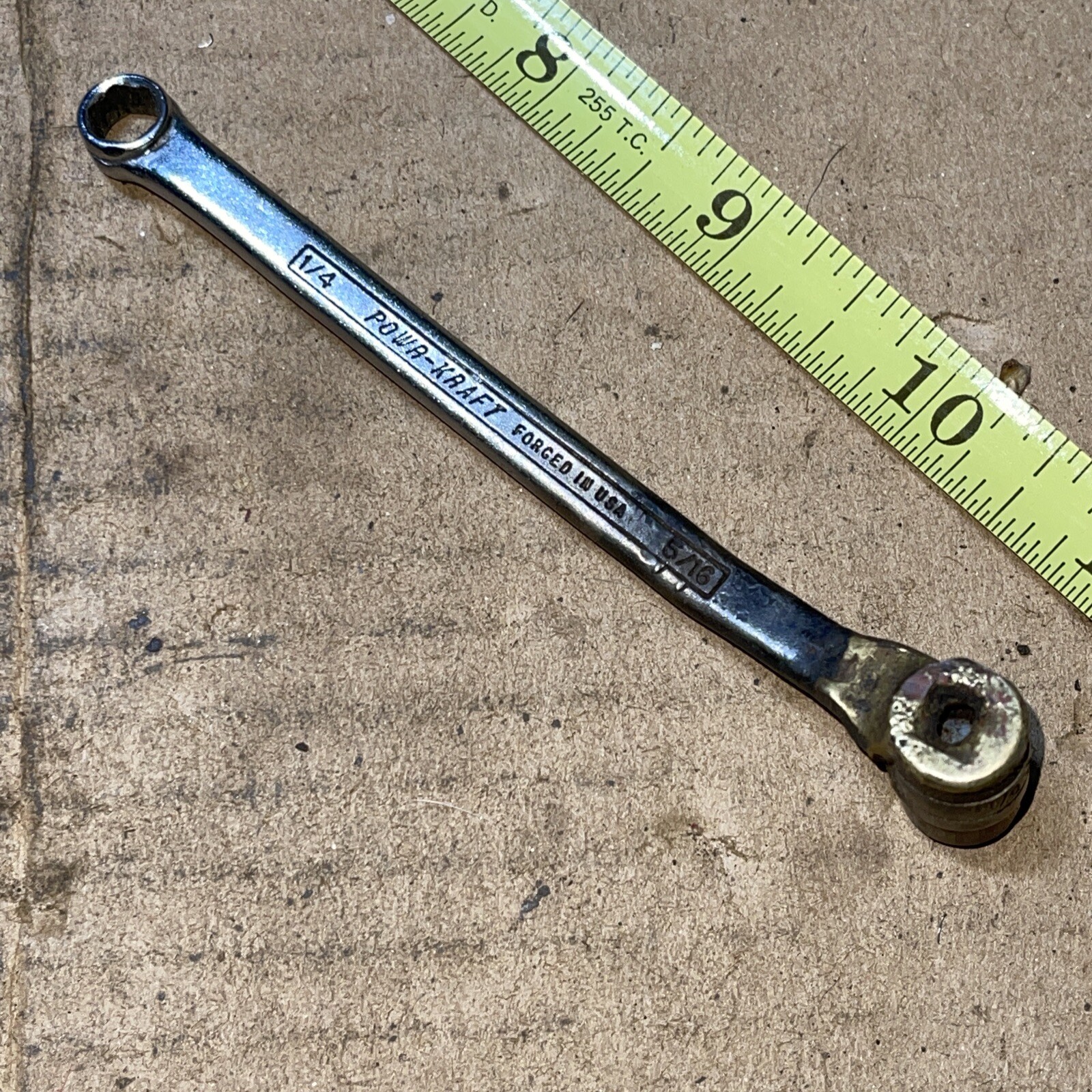 vintage Powr Kraft USA 1/4 in x 5/16 in S-K SAE 6 & 12 Point Wrench Box End