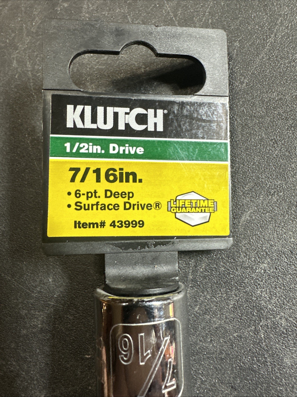 New Klutch 1/2” Drive 6pt Deep 7/16” Sae Socket
