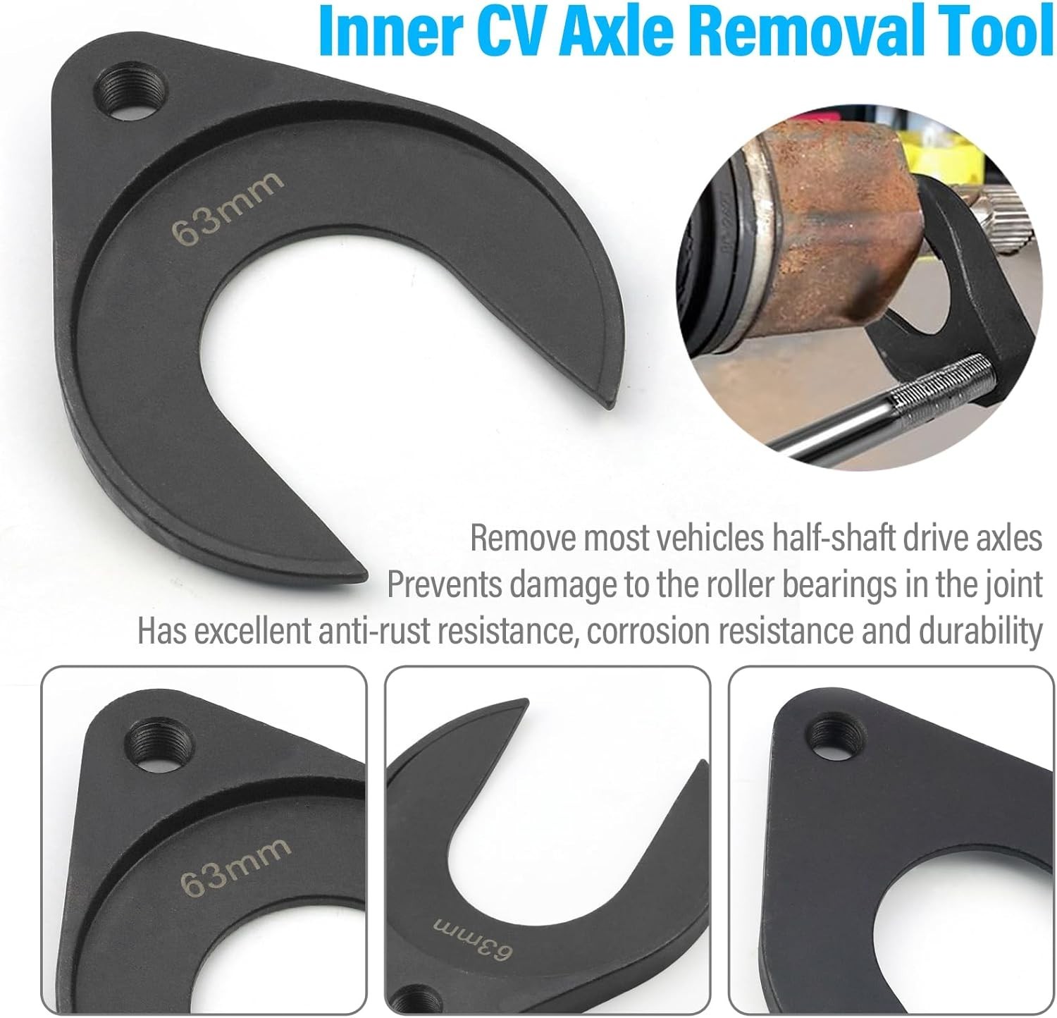 63mm Inner CV Axle Puller Removal Tool with Nut, Front Wheel Drive Axle 63cm