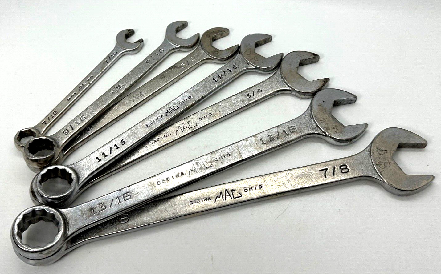 🇺🇸 MAC Tools USA 7/16″ – 7/8″ Wrench Set SAE Combo Box 12PT Open End DR Lot