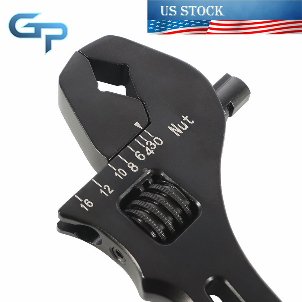 Black Adjustable Wrench Aluminum Tool Spanner for Hose End Fitting 3AN-16AN
