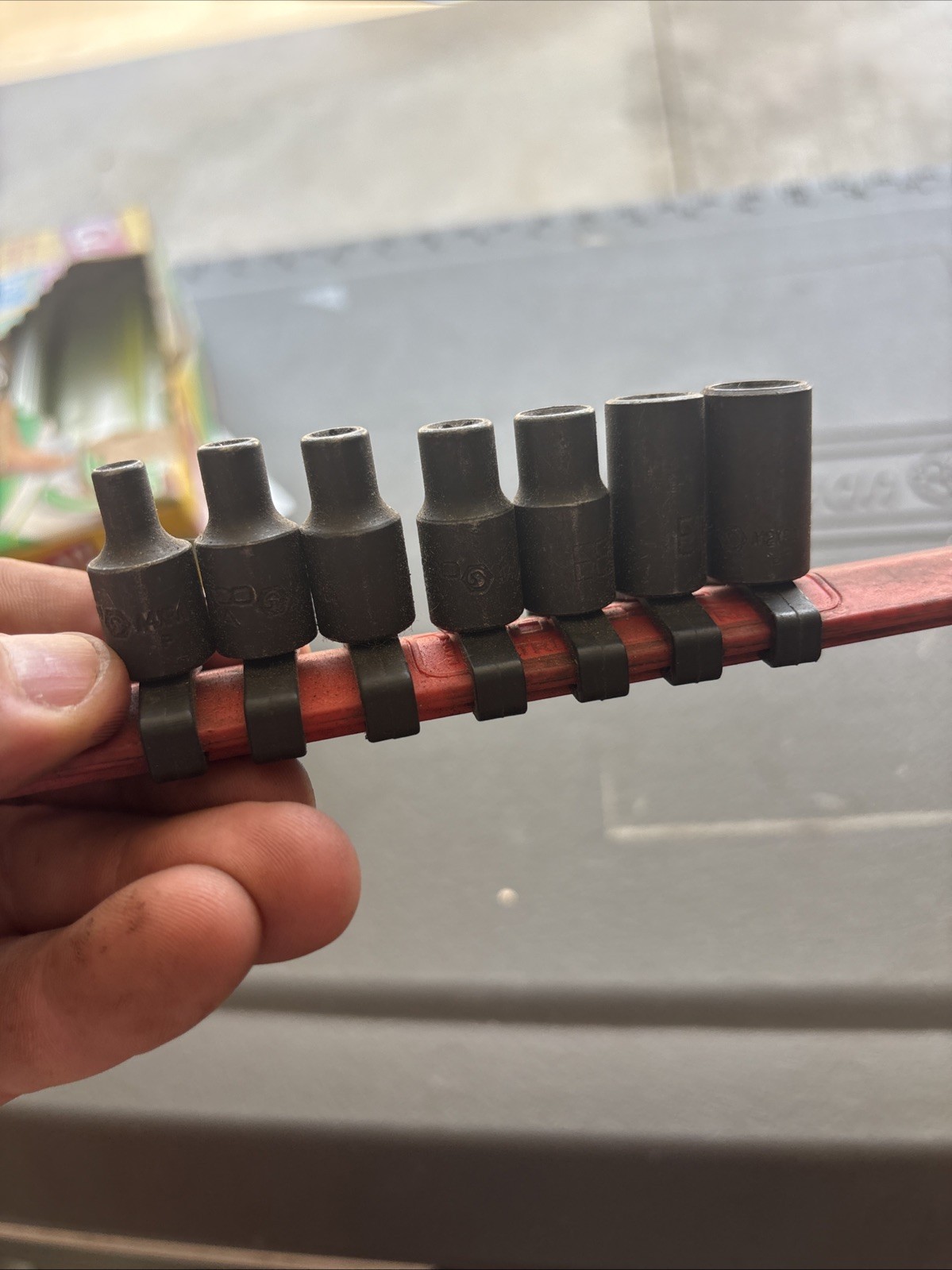 Matco Tools 7pc Inverted Torx IMPACT Socket Set Lot, 1/4” Drive W/ Rail E4-E12
