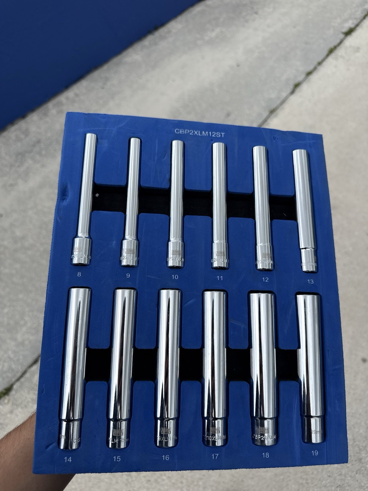 12pc Cornwell Blue Power 3/8 Metric Extra Deep 6pt Socket Set